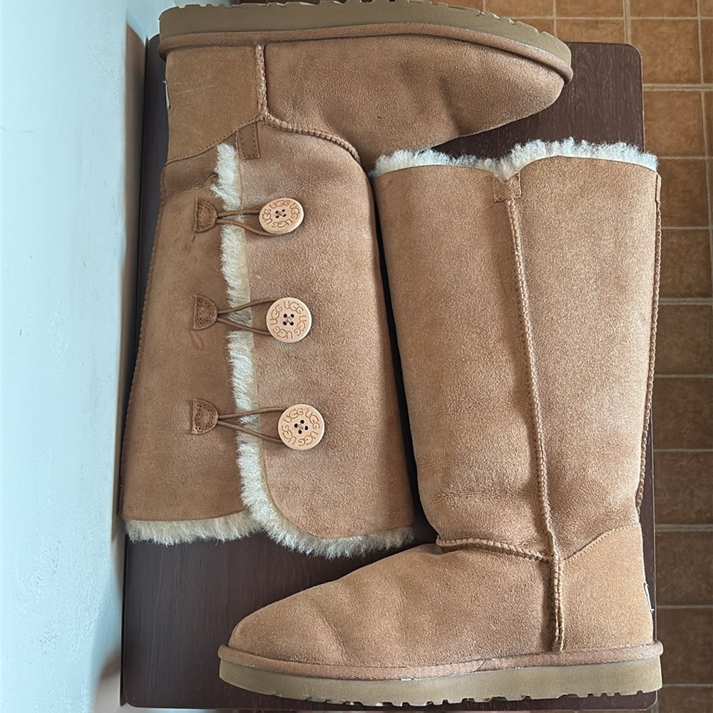 UGG Bailey Button Triplet Tall Boot, Chestnut Brown